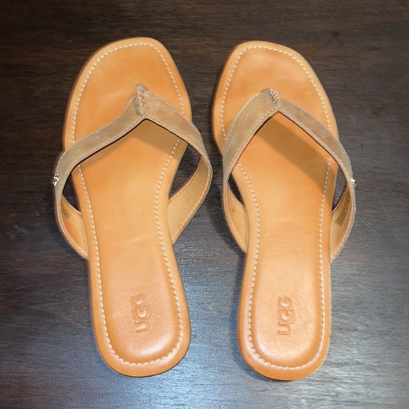 UGG tan leather flat sandals - Picture 2 of 6